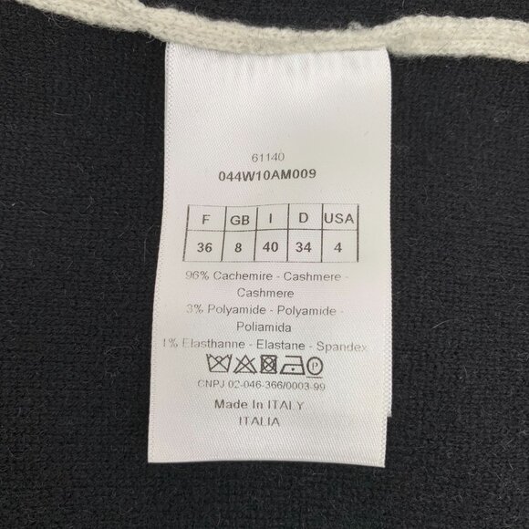 CHRISTIAN DIOR CASHMERE CARDIGAN SWEATER WITH STRIPED TRIM SIZE 36/XS LIGHT GREY - Picture 5 of 8